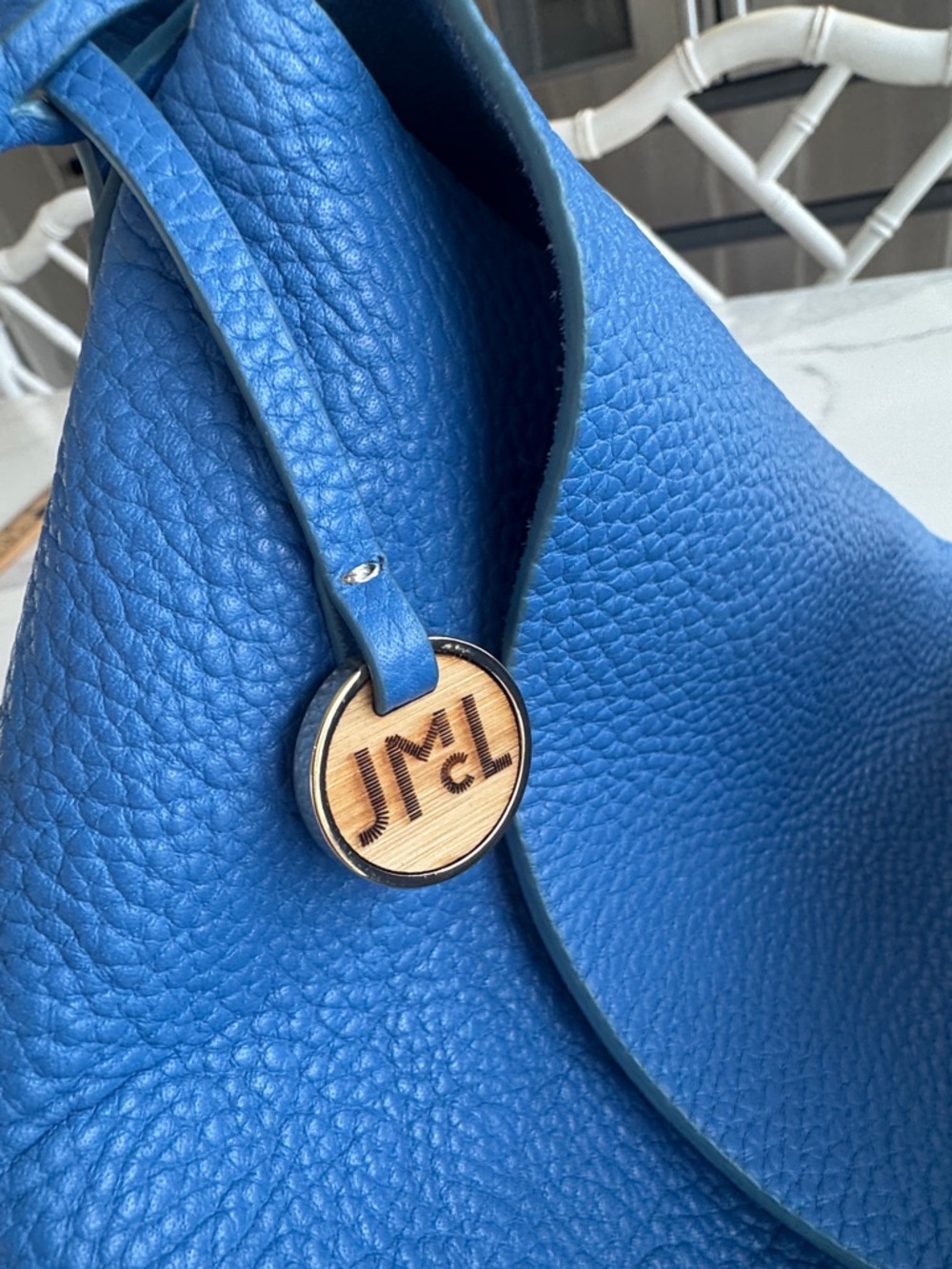 J.McLAUGHLIN periwinkle Blue Leather Foldover Hobo Handbag Purse Bag w/ pouch - Picture 2 of 14